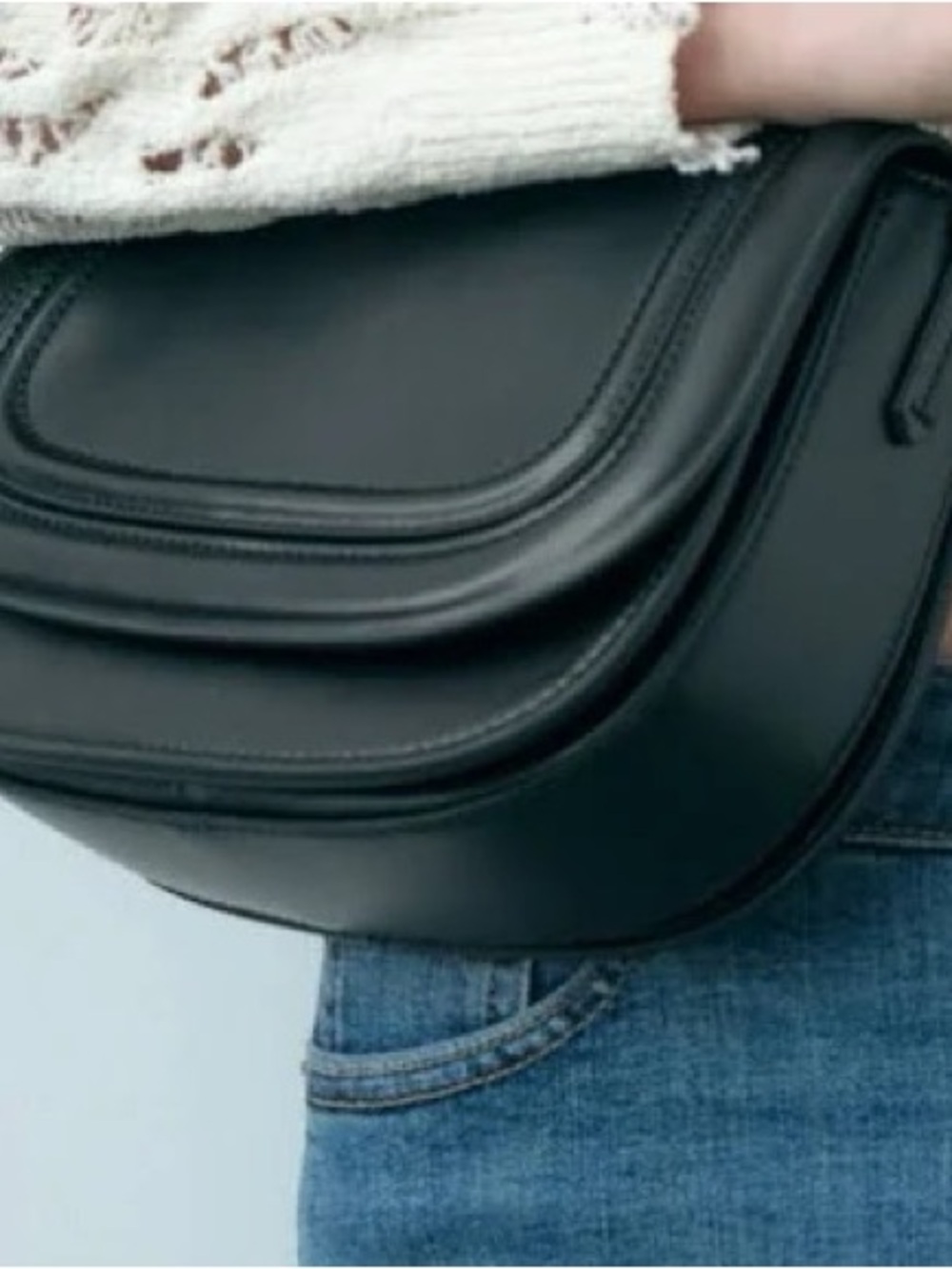 Zara Black Crossbody Saddle Bag - Picture 4 of 13